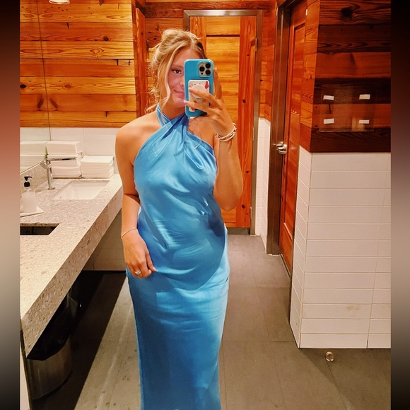 Amanda Uprichard Long High Neck Silk Dress - Picture 3 of 3